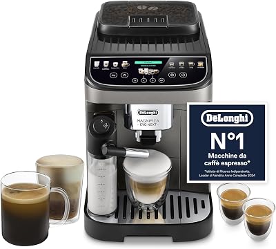 Magnifica Evo Next ECAM312.80.TB, Macchina Caffè Automatica con Monta Latte Automatico, Macchina Caffè Chicchi per Caffè e Cappuccino con Display Touch Intuitivo, 1450W, Nero/Titanio