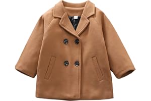 Aivtalk Toddler Boy Double Breasted Dress Coat Classic Wool Blend Warm Peacoat for Kids Button Down Trench Coat