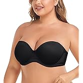 JOATEAY Women's Full Coverage Strapless Push Up Underwire Bra Stay Put with Convertible Straps