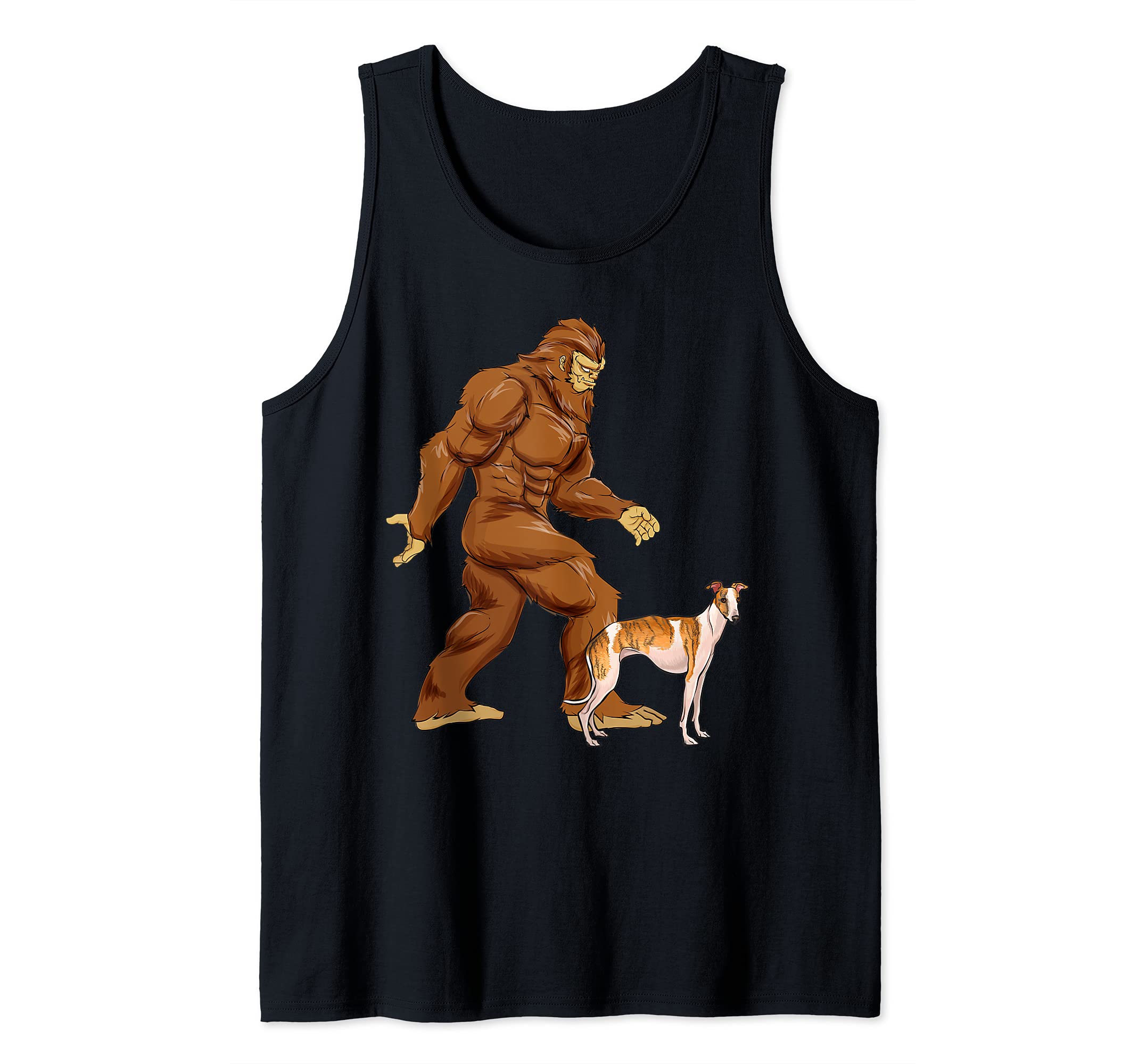 Funny Bigfoot Walking Whippet Sasquatch Dog Tank Top