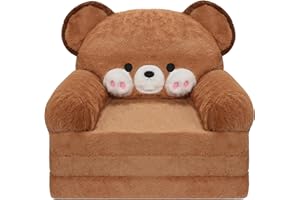 MONKISS Kids Couch, Comfy Toddler Chair, 2 in 1 Fold Out Kids Sofa to Lounger, Baby Sleeper Chair, Toddler Furniture, Birthday Gifts for Boys and Girls, 1~4 Years Old, Bear