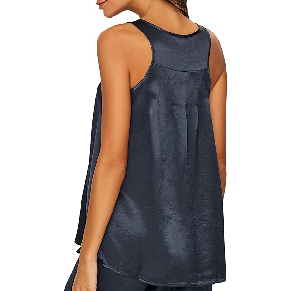 NEW PJ HARLOW Jill V-neck Satin Tank Top In Morning Blue