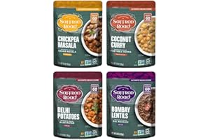Saffron Road Meal Pouch Variety Pack - Bombay Lentils, Delhi Potatoes, Chickpea Masala, Coconut Curry (4 total packs, 10 oz Each) (4 Flavor Variety Pack, 4 Pack)
