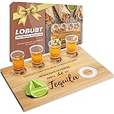 LOBUBT Tequila Shot Board Shot Glasses Serving Tray with Salt Rim Funny Shot Glasses Holder,Tequila Gifts for Housewarming,Liquor, Parties,Bar,Restaurant