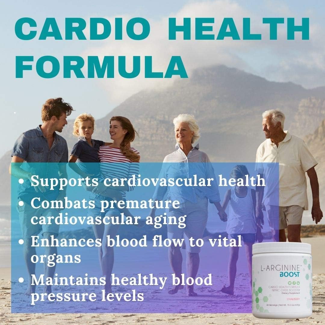 L-ARGININE BOOST - Nitric Oxide Booster Dietary Supplement - For Cardio Health - L-Arginine with L- Citrulline - Beetroot Extract - Better Blood Pressure, Blood Flow, & Cholesterol - Strawberry Powder: Health & Personal Care
