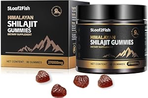 5LOAF2FISH Organic Shilajit Gummies, Pure Himalayan Shilajit Gummies for Men Supplement, Gold Shilajit Gummies for Women，Natural 85+ Trace Minerals, Ashwagandha, Black Seed Oil Extract, 90 Gummies
