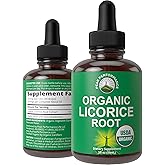USDA Organic Licorice Root Extract Liquid Drops Supplement. Vegan Tincture for Digestion + Respiratory Health. Extracto de Regaliz Root Oil Herb. Zero Sugar, Gluten Free Supplements for Women and Men