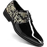AUSTIN MILL Men's Dress Shoes Classic Patent Velvet,Tuxedo Shoe for Men,Non Slip Lace up Oxford for Wedding Prom Party Dance Business