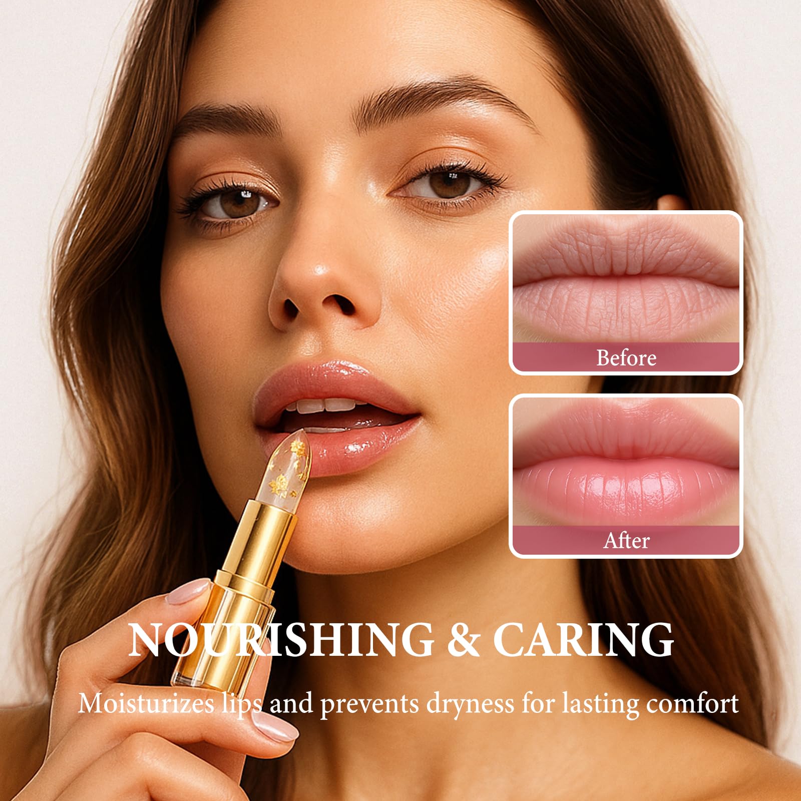 EELHOE Transferproof Color Changing Lipstick for Women Long Lasting Moisturizing pH Lipstick Change Color Transfer-Proof Wear with Clear Gold Foil Waterproof