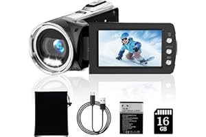Weochi Video Camera Camcorder FHD 2.7K 36MP Digital Cameras Recorder for YouTube TikTok 2.7" 270 Degree Rotation Screen Vlogging Camcorders with 16GB SD Card for Kids,Teens,Students,Beginners