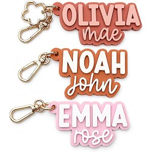 Personalized Initial Backpack Name Tag, Custom Name Keychain For Kids Bag | Personalized Acrylic Alphabet Letter Names Tags w