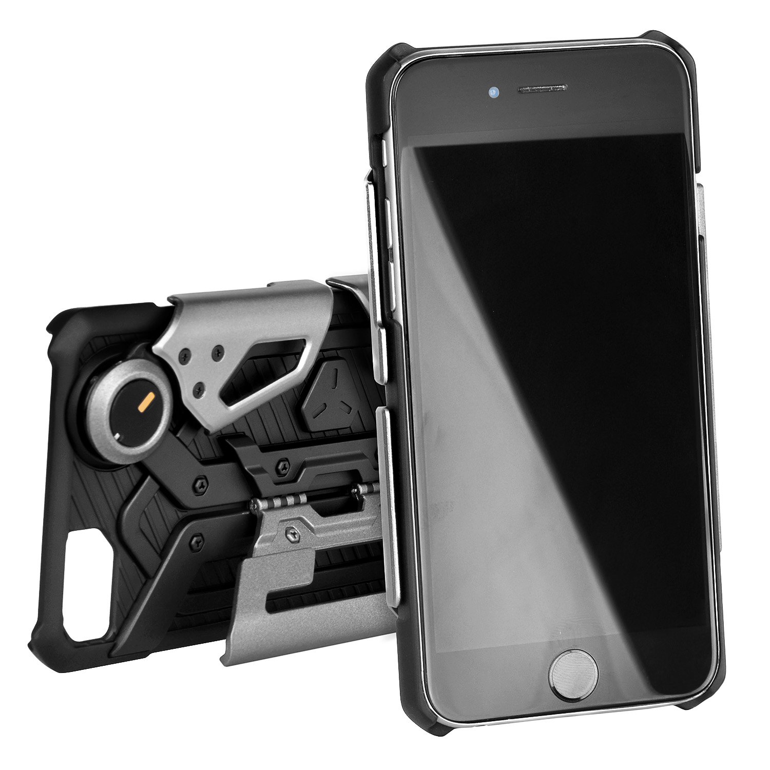 iPhone 7,iPhone 8 Case with Kickstand for Gaming-Hcman Shock Proof Protective Case,Phone holder with Foldable Joystick Case for iPhone 6/6s Gray