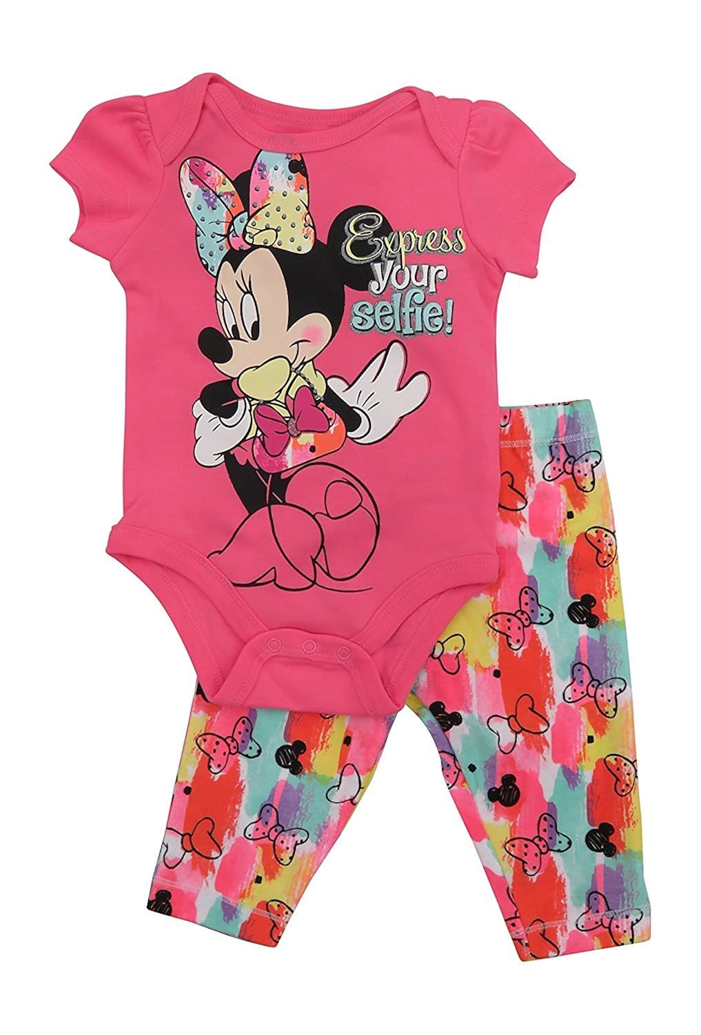 Minnie Mouse Express Your Selfie! Baby 2 Pack Bodysuit Set 0-9 Months