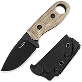 Kizer Beaver Fixed Blade Knife with Sheath, 2.75" D2 Steel Blade EDC Fixed Blade Camping Knife with Brown Micarta and Black G10 Handle, Small Bushcraft Survival Hunting Knives for Men Women, 1078M2