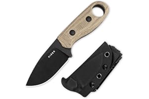 Kizer Beaver Fixed Blade Knife with Sheath, 2.75" D2 Steel Blade EDC Fixed Blade Camping Knife with Brown Micarta and Black G10 Handle, Small Bushcraft Survival Hunting Knives for Men Women, 1078M2