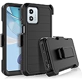 Njjex for Moto G 5G 2023 Rugged Case, for Motorola G 5G 2023 Case w/Belt Clip Holster, Built-in Screen Protector Heavy Duty Shockproof Locking Swivel Holster Kickstand Hard Phone Cover [Black]