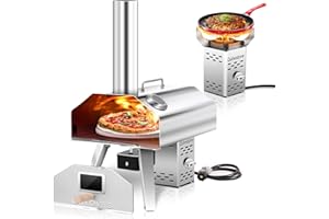 Q-Stoves 2-in-1 Outdoor Pizza Oven, 12" Propane Pizza Oven with AUTO ROTATING Pizza Stone, Portable, Removable Top as Torch Heater or Stove
