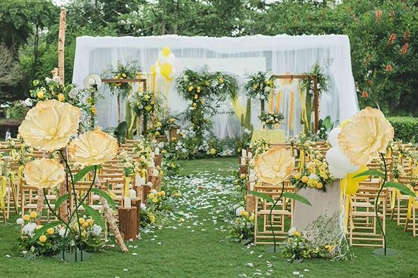 LJIE-HOUSE GIANT FAKE FLOWERS 5.77FT – LIGHT YELLOW EASTER LARGE PAPER FLOWERS 3D ARTIFICIAL FLORAL WEDDING DECORATIONS FOR BIRTHDAY PARTY OUTDOOR BANQUET EVENT HOME BACKDROP DECOR
