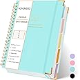 Huhuhero Lined Spiral Notebook Journal, 5 Subject Notebook with Dividers, 7.6" x 10.5", 240 Pages Hardcover Journals for Women Men Writing Work Note Taking, Office School Supplies (Green)