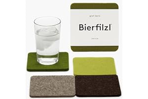 Graf Lantz - Bierfilzl Felt Coasters - Square - 100% Merino Wool - Moisture Wicking - Heat Resistant - Sustainable - Home Decor - Housewarming Gift - 4 Coaster Set - 4" x 4" x 5 mm - Forest