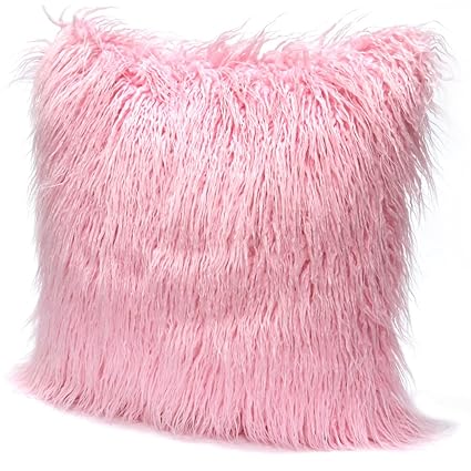 Drcosy Solid Fluffy Pillowcase Super Soft Faux Fur Cushion Cover