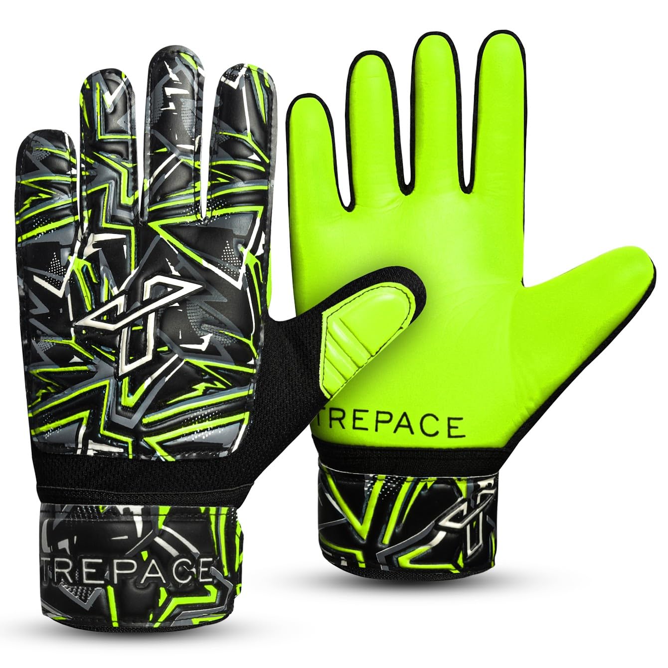 Trepace SPORTS Football Goalkeeper Gloves For Boys Kids Youth Children Soccer Goalie Goalkeeping Glove with Grip Palms (Yellow, 8)