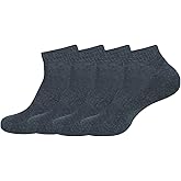 JANASIN Men's No Show Athletic Socks - Cotton Blend Cushioned Ankle Socks for Running, 4 Pack (Size 6-12, Multi-Color)