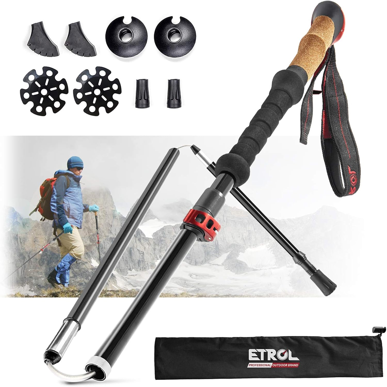 cork handle walking pole