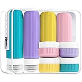 Travel Bottles for Toiletries, Leakproof Silicone Squeezable Cosmetic Liquids Bottles in Travel Size with Clear Bag, TSA Approved Refillable Cosmetic Container Kits for Shampoo and More