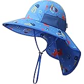 icolor Kids Sun Hat UPF50+ Sun Protection Bucket Hat Toddler Summer Beach Play Hats with Neck Flap for Girl Boy Ages 3~10