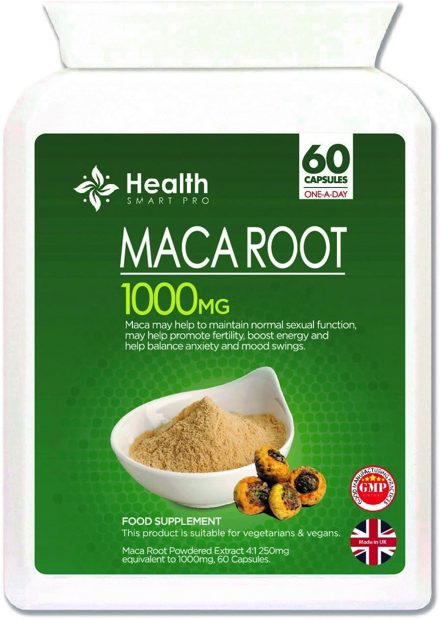 Maca Root Powder in Capsules; 4:1 (1000mg equivalent); 60 CAPS; Maca Root is known to help Boost Libido for Men and Women; Promote Fertility; ENERGY; Balance Anxiety; Manage Mood Swings, Skin and Hair.