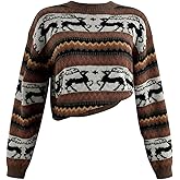 MakeMeChic Women's Striped Sweater Crewneck Long Sleeve Knitted Winter Cute Jumper Tops