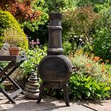 Monster Shop Cast Iron Chiminea Bronze Outdoor Heater with Cover & Rack view 5
