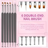 Saviland 6Pcs Nail Art Brushes Double End Dotting Drawing Painting Gel Polish view 3