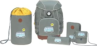 LÄSSIG Schulranzen Set mit Sporttasche, Federmäppchen, Stiftemäppchen, Turnbeutel und Brustbeutel ab 6 Jahre/School Bag Set Adventure Bus