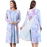 Deyeek Hospital Gowns for Women Post Shoulder Surgery Open Back Adaptive clothing lounge dress for Patients&Seniors Nightgown