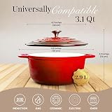 Nuovva Enamelled Cast Iron Dutch Oven 3.1 Qt Red 22cm with Lid view 2