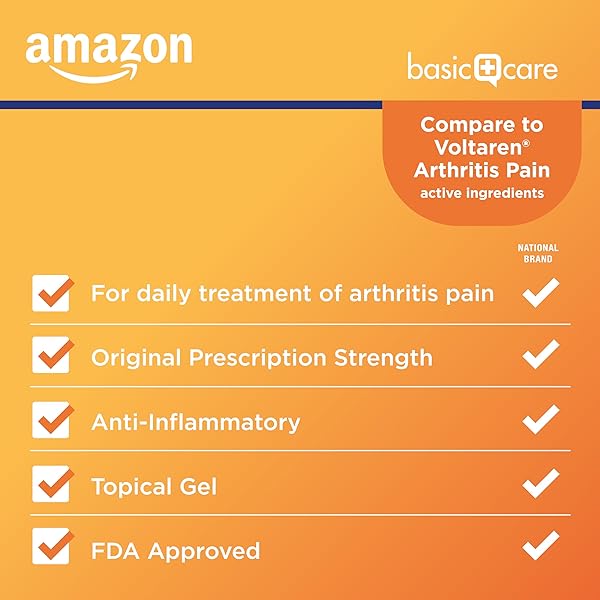 AMAZON BASIC CARE ARTHRITIS PAIN RELIEVING GEL, DICLOFENAC SODIUM TOPICAL GEL, 1% (NSAID), 5.29 OZ (150 GRAMS) (PACKAGING MAY VARY)