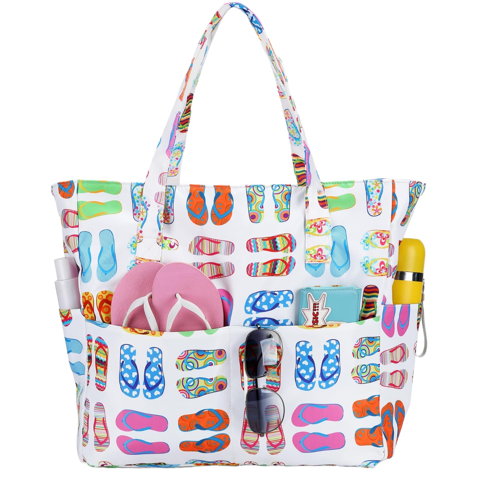 BLUBOON Waterproof Beach Tote Pool Bags for Women Ladies Extra Large Gym Tote Carry On Bag With Wet Compartment for Weekender Travel, Slipper, XL, X-large