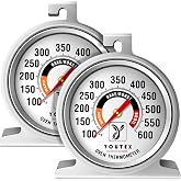 Youtex 2-Pack Oven Thermometer, Upgraded 100-600&deg;F No-Holes Non-Discoloring Easy-to-Clean for Healthier Cooking, Easy-to-Read with Large Bright Numbers for Gas &amp; Electric Ovens, Grills, and Smokers