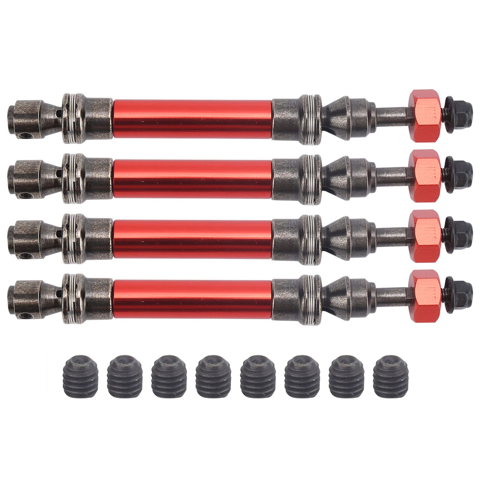 4Pcs Front Rear Drive Shaft CVD Front Rear Drive Shaft Metal Transmission Axle for Traxxas Slash 4X4 1/10 RC Car(red) Rc Car Model Accessory