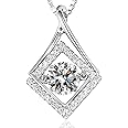 ARINZA Silver Necklace for Women, 1 Carat Dancing Diamond Cubic Zirconia Pendant with 18"+2" Adjustable Chain, Anniversary, Birthday, Christmas Valentines Gifts for Mom, Wife, Girlfriend