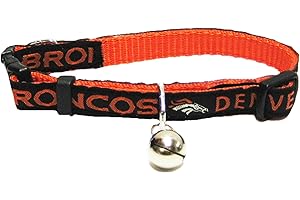 Pets First COLLAR for CATS - NFL DENVER BRONCOS CAT COLLAR. - Strong & Adjustable FOOTBALL Cat Collars with Metal Jingle Bell