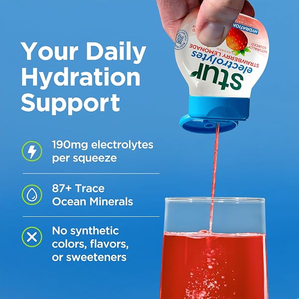 STUR ELECTROLYTE WATER ENHANCER | SWEETENED WITH STEVIA | HIGH IN ANTIOXIDANT VITAMIN C | SUGAR FREE | ZERO CALORIES | KETO | VEGAN | 5 BOTTLES, MAKES 90 DRINKS (STRAWBERRY LEMONADE)