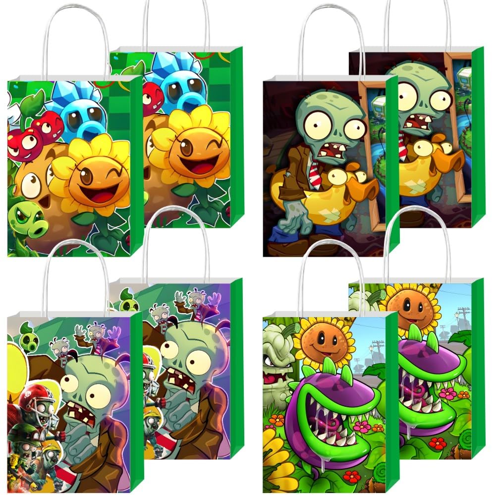 Photo 1 of 12pcs Plants Gift Bags Goodie Bags with Handles for Kids Birthday Party Decorations Supplies
