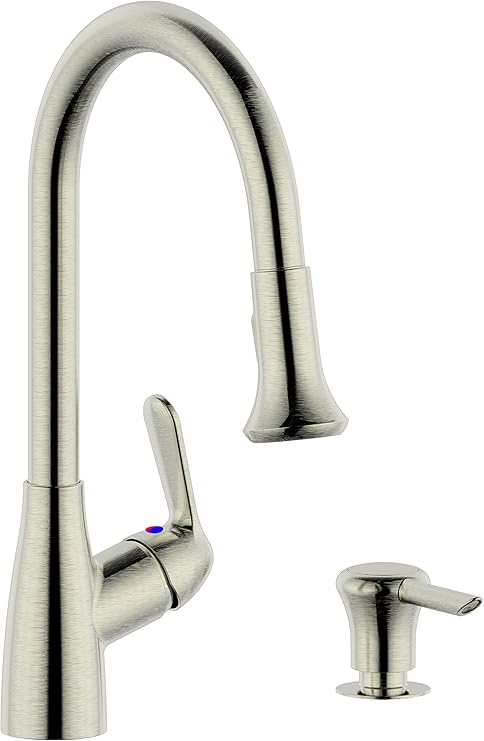Single Handle Pull Down Kitchen Faucet With Soap Dispenser