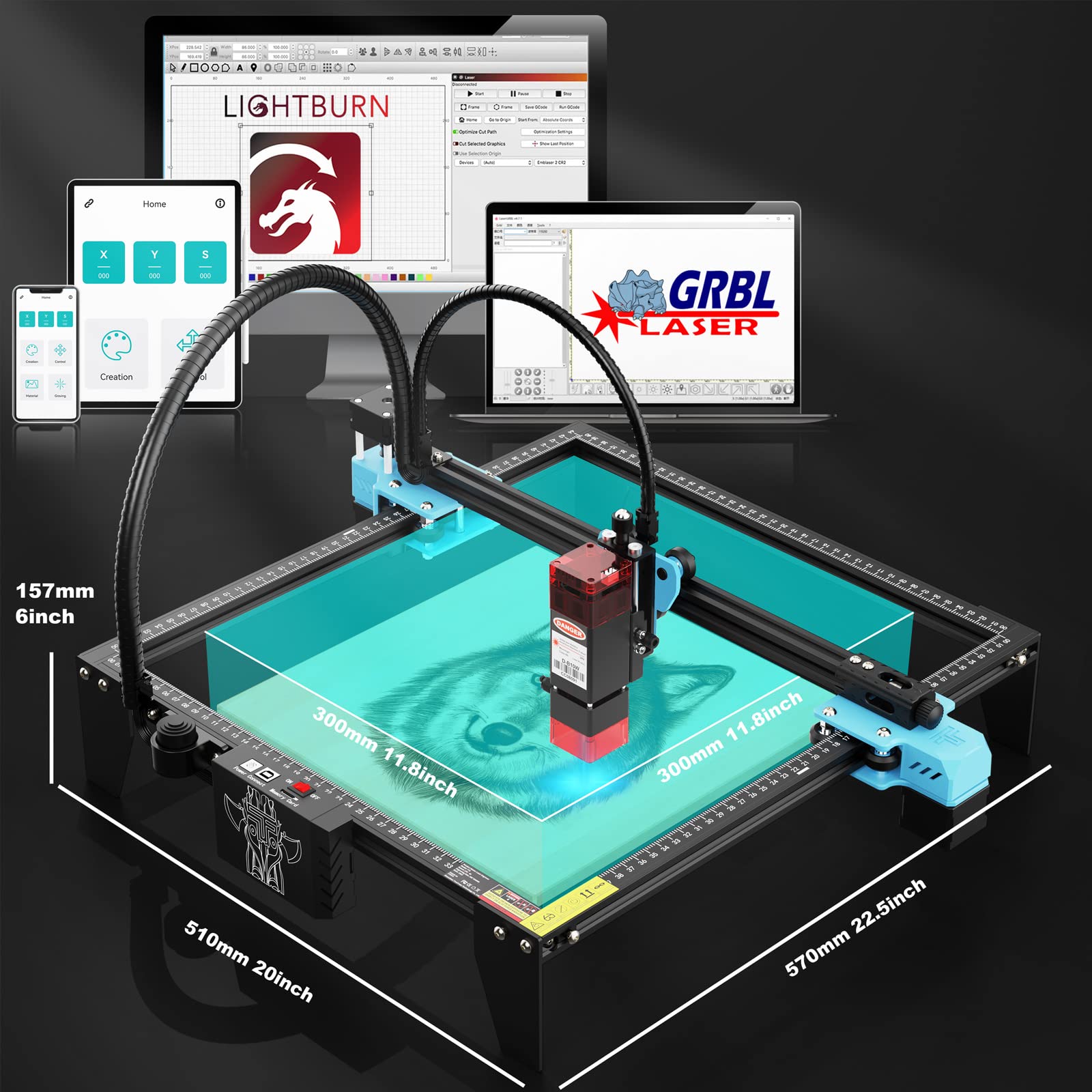 TTS-10 PRO 10W Laser Engraver,Laser Cutter,Laser Engraving Machine,0.06mm Laser Spot 30000mm/min, Offline Usage CNC Laser Engravers for Wood Metal Acrylic Glass Leather