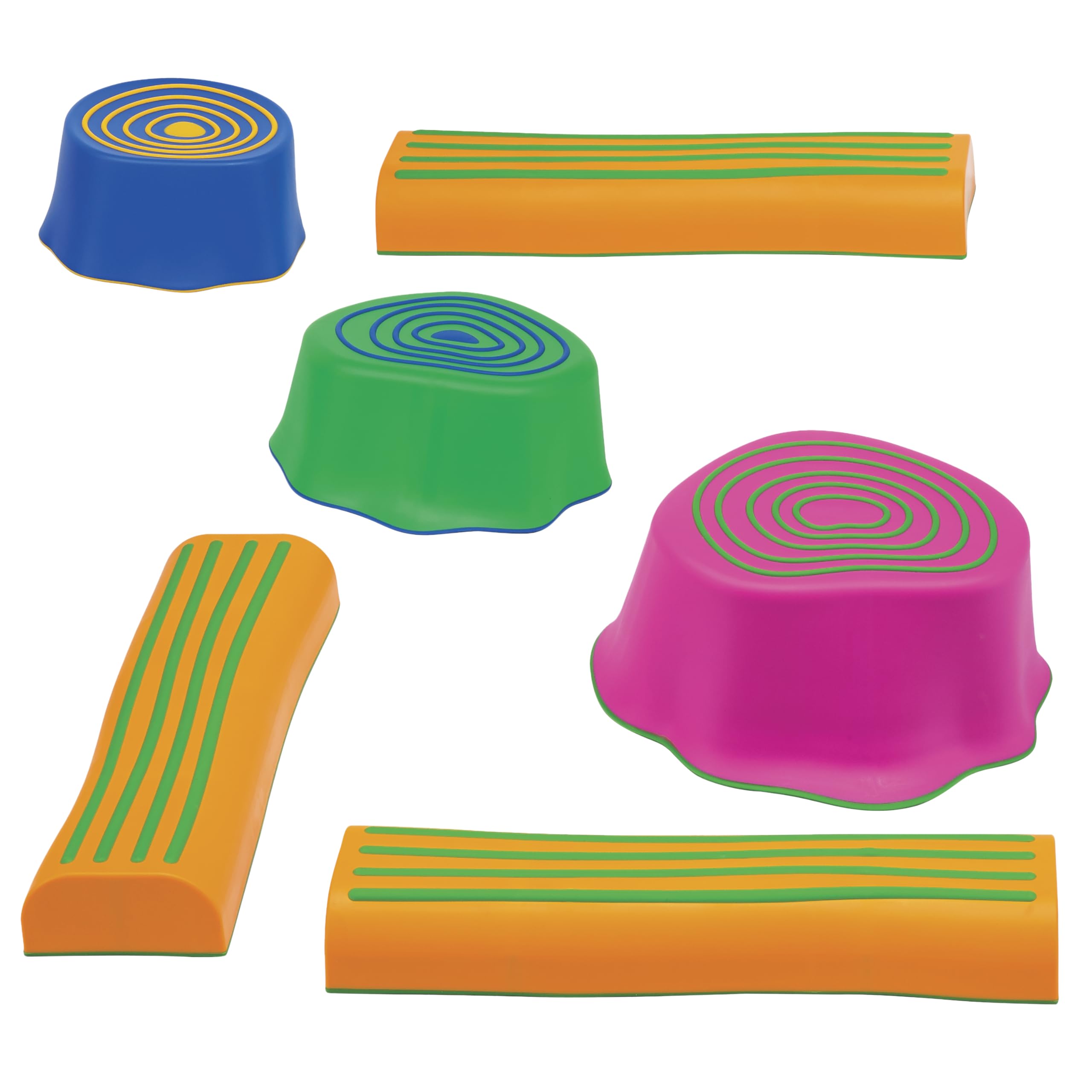 edxeducation Step-a-Trail - 6 Piece Backyard Obstacle Course for Kids - Indoor and Outdoor - Build Coordination and Confidence - Physical and Sensory Play Image