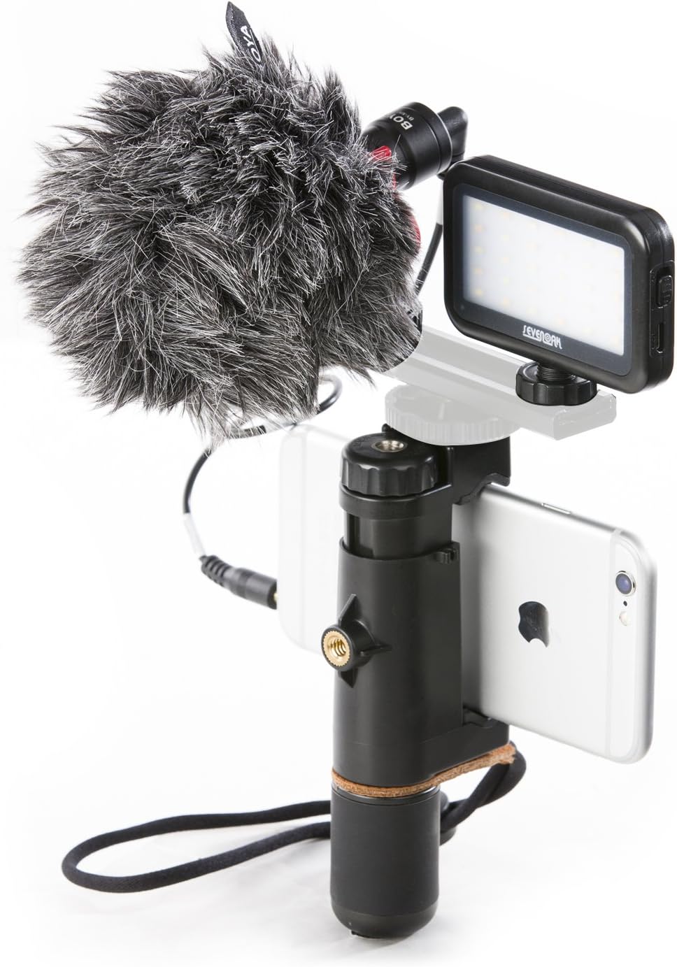 BOYA by-MM1 Shotgun Microphone with PSC1 SmartGrip Selfie Stand with PL30 Light for iPhone X 8 7 7 Plus Samsung Android Smartphone SLR Camera Computer Tripod Vlog Facebook Livestream YouTube Video: Home Audio & Theater