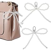 APLZGMG 2 Pcs Pearl Bowknot Keychain, Pearl Bow Keychain for Women Girls, White Y2k Keychains Bag Accessories Charms, Elegant Pearls Bow Keychains for Car Keys Purse Backpack Phone Charms